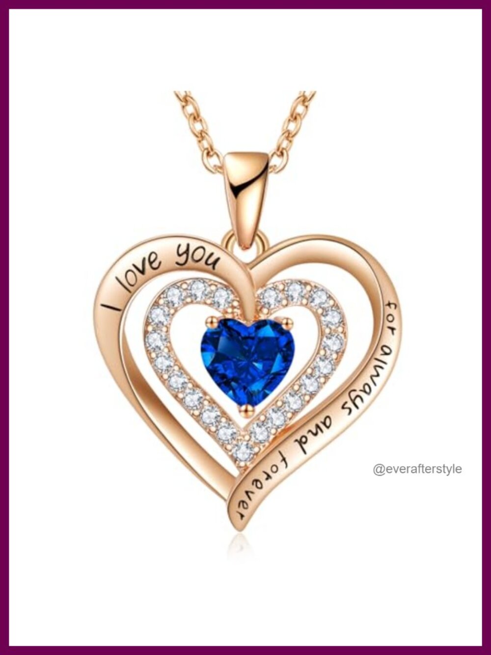 Sterling Silver Double Heart Cubic Zirconia Pendant Necklace 18in